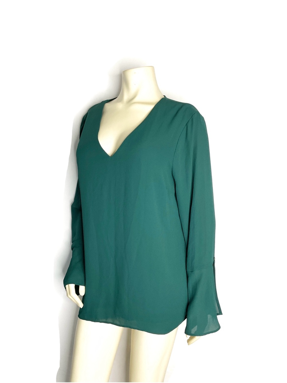 Banana Republic Teal V-Neck Long Sleeve Blouse